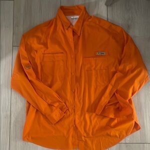 Men's Columbia Orange Button-Up Performance Fishing Gear